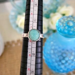 Turquoise sterling silver adjustable ish ring 7.5 women's